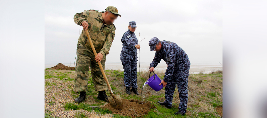 В Херсонской области росгвардейцы и экологи высадили «Сад Памяти» на легендарном плацдарме у Сиваша